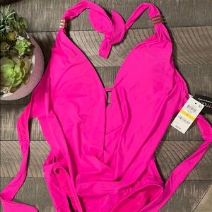 NWT ☀️ Bar III - Bright Pink one piece swim suit.